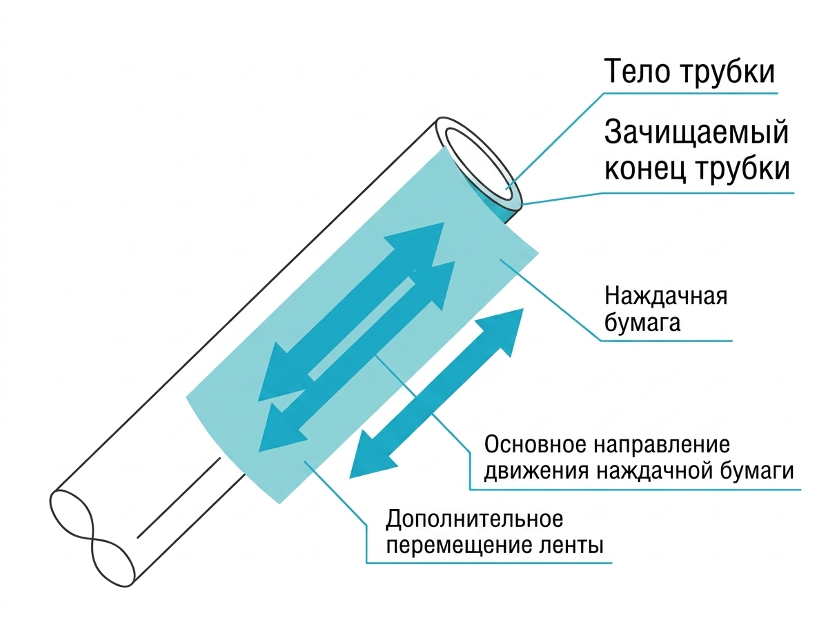 Подготовка концов трубок под муфту Lokring: как правильно зачистить трубку наждачной лентой перед соединением в контуре на R600a